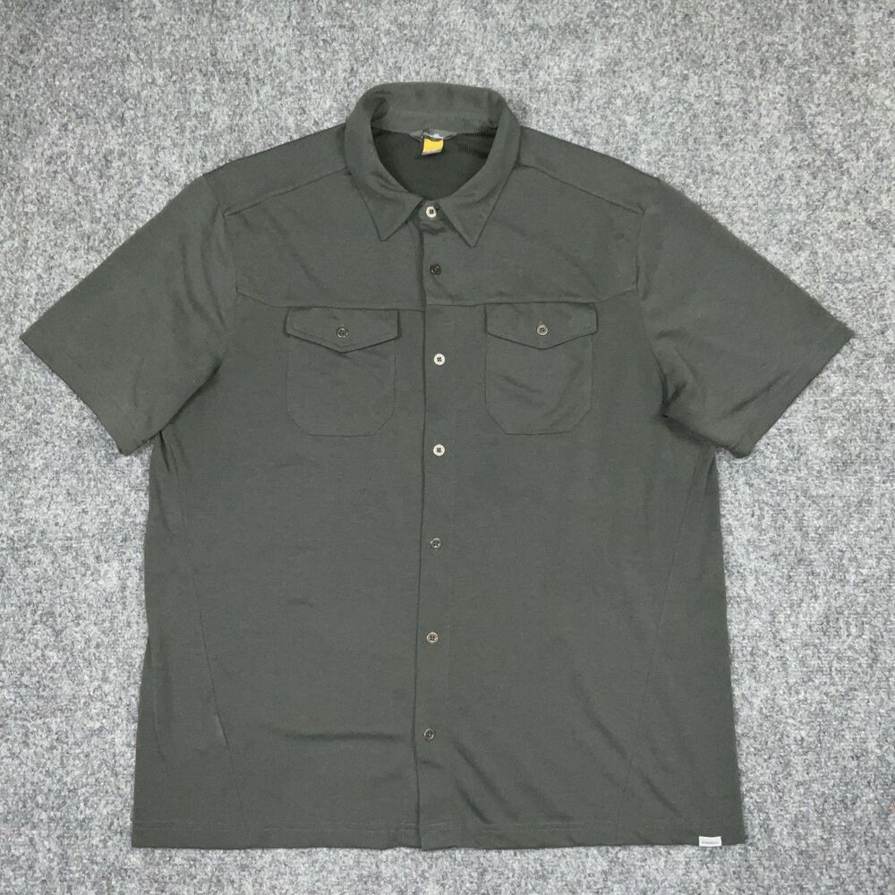 Eddie Bauer Polo Shirt Mens Size L Gray Travex Button Knit  Golf Casual Business